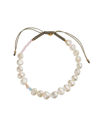 Stine A - Perlie Creme Armbånd - Pink/Blue